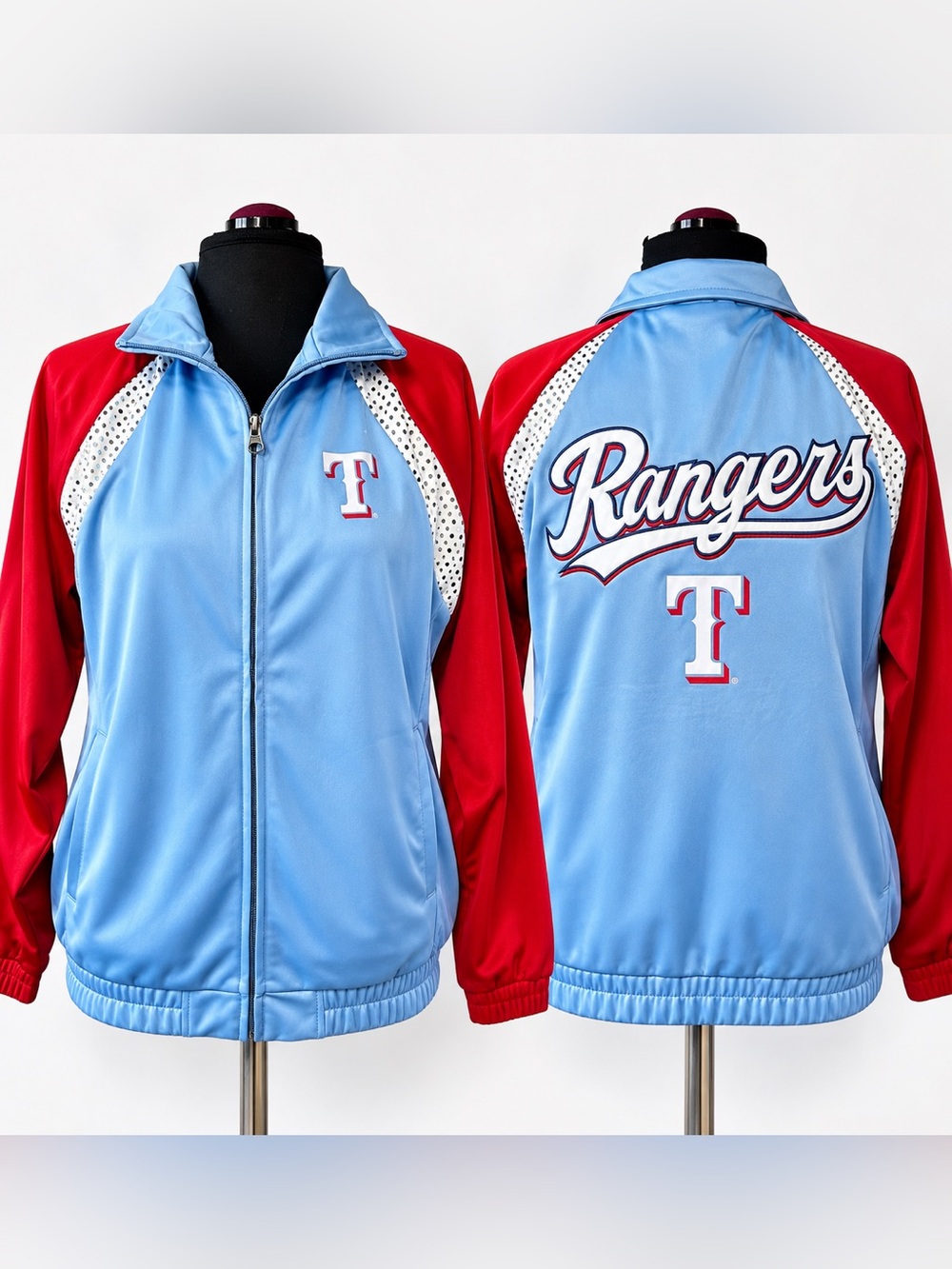 Texas Rangers G-III 4Her Women’s Track Jacket Large NWT MLB Confetti